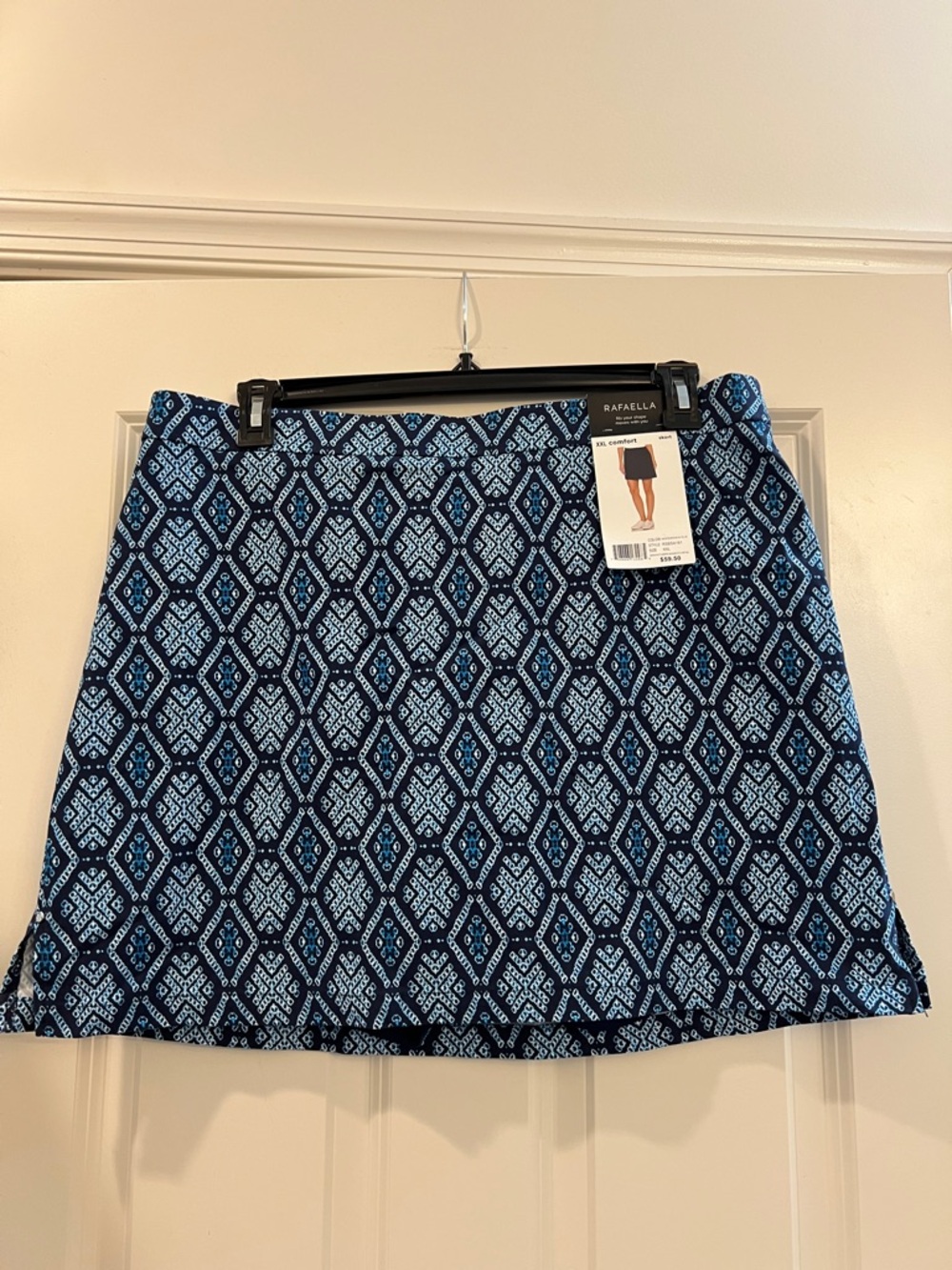 Rafaella Navy and Light Blue Geometric Skort